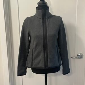 Lululemon Athletica women's jacket sz 2 full zip gray and black trim L/S knit